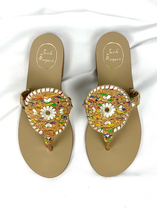 Jack Rogers Shoes - Jack Rogers Georgica Sandals Cork Multicolor Rainbow Accents Sz 7